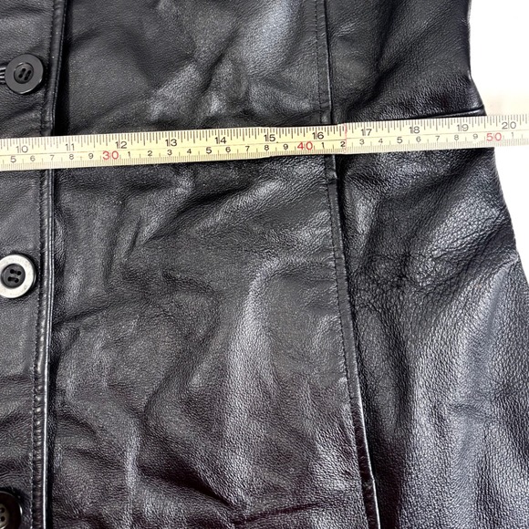 VTG 90s Metrostyle Matrix Black Leather Trenchoat Jacket Womens Size 16 Goth - Picture 7 of 9